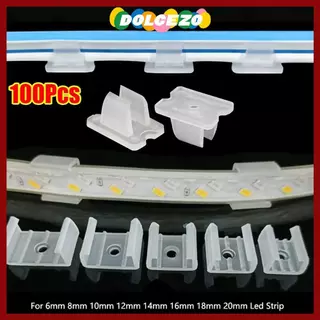จัดส่งจากประเทศไทยDOLCEZO 100 ชิ้นหัวเข็มขัดยึดไฟ, 8-20 มม.220 โวลต์ยืดหยุ่น COB LED Strip คลิปคงที่,ผู้ถือโคมไฟติดตั้ง 5050/5730/2835 โคมไฟติดผนังพลาสติกเชื่อมต่อ