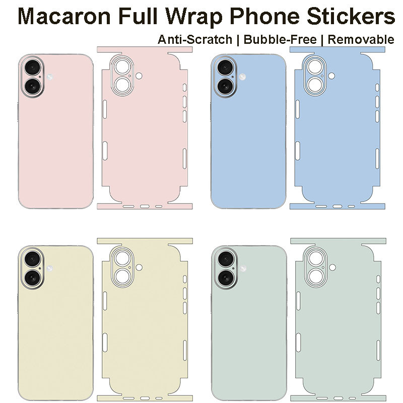 Macaron Color Matte Skin สติกเกอร์สําหรับ iPhone 17 16 15 14 13 Pro Max Anti-Scratch Anti-Fingerprint Decal