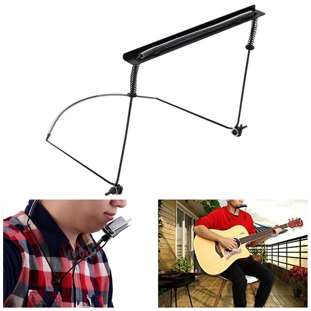 Welcomehome Harmonica Holder Mouth Organ Holding Bracket Neck สําหรับ 24 หลุม (สีดํา) อุปกรณ์เสริมปร