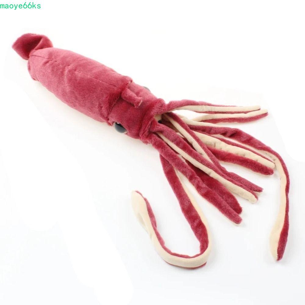 MAOYE Cuttlefish ของเล่นตุ๊กตาปลาหมึกทะเลจําลองสีแดงเข้ม ของขวัญเด็ก ฮาโลวีน