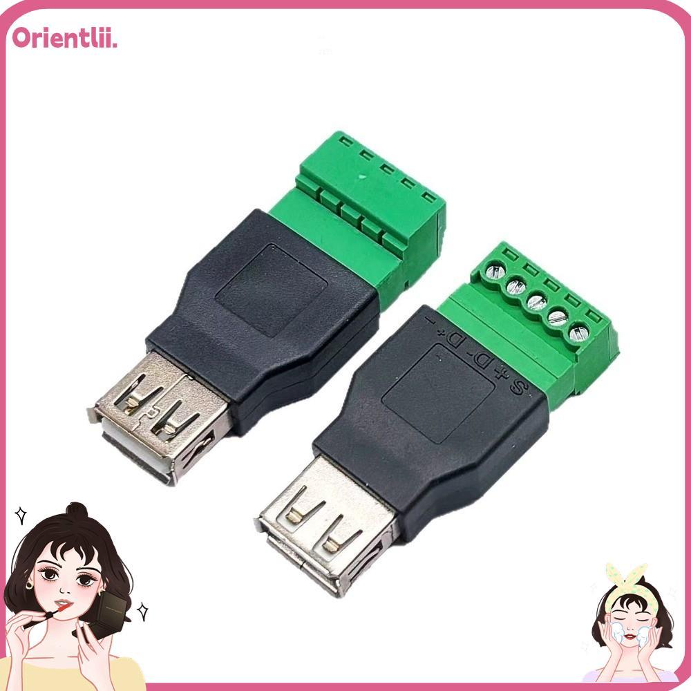 ขั้วต่อ ORIENTTK USB 2.0, หญิง 5 พิน USB Turn Terminal, Shield Screw Terminal Adapter Connector Jack