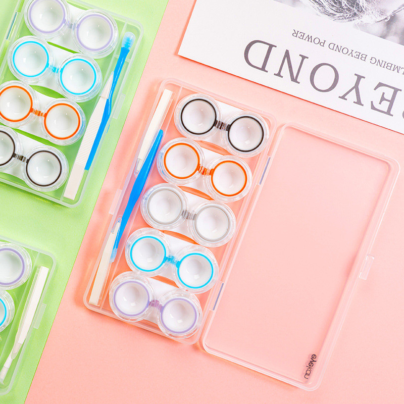 [คลังสินค้าพร้อม] Kaida eyekan Transparent 10-Grid กล่องใส่คอนแทคเลนส์ 5 คู่กล่องคู่กล่องคอนแทคเลนส์