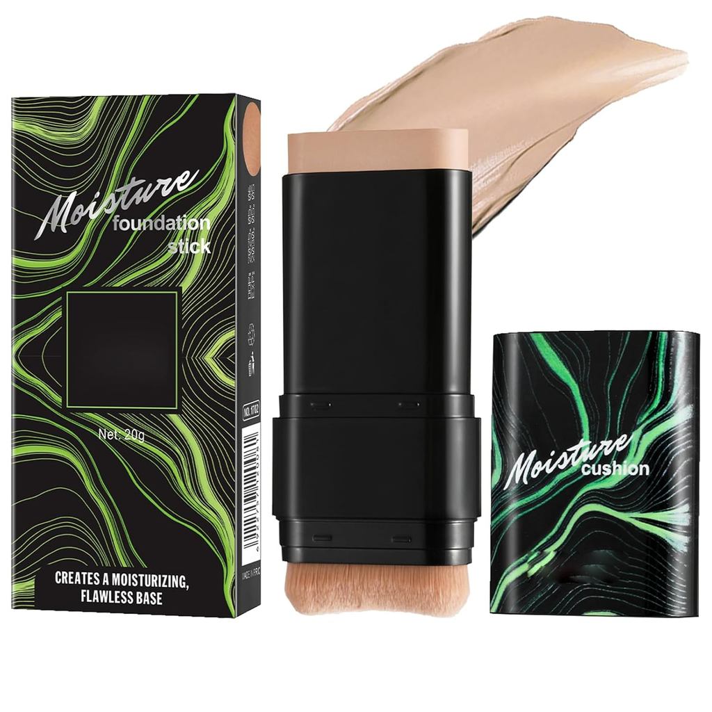 คอนซีลเลอร์-รองพื้นแบบแท่ง 2-in-1, คอนซีลเลอร์แบบแท่งพร้อมแปรงนุ่ม, เบสเมคอัพเนื้อครีมเรียบเนียน, คอ