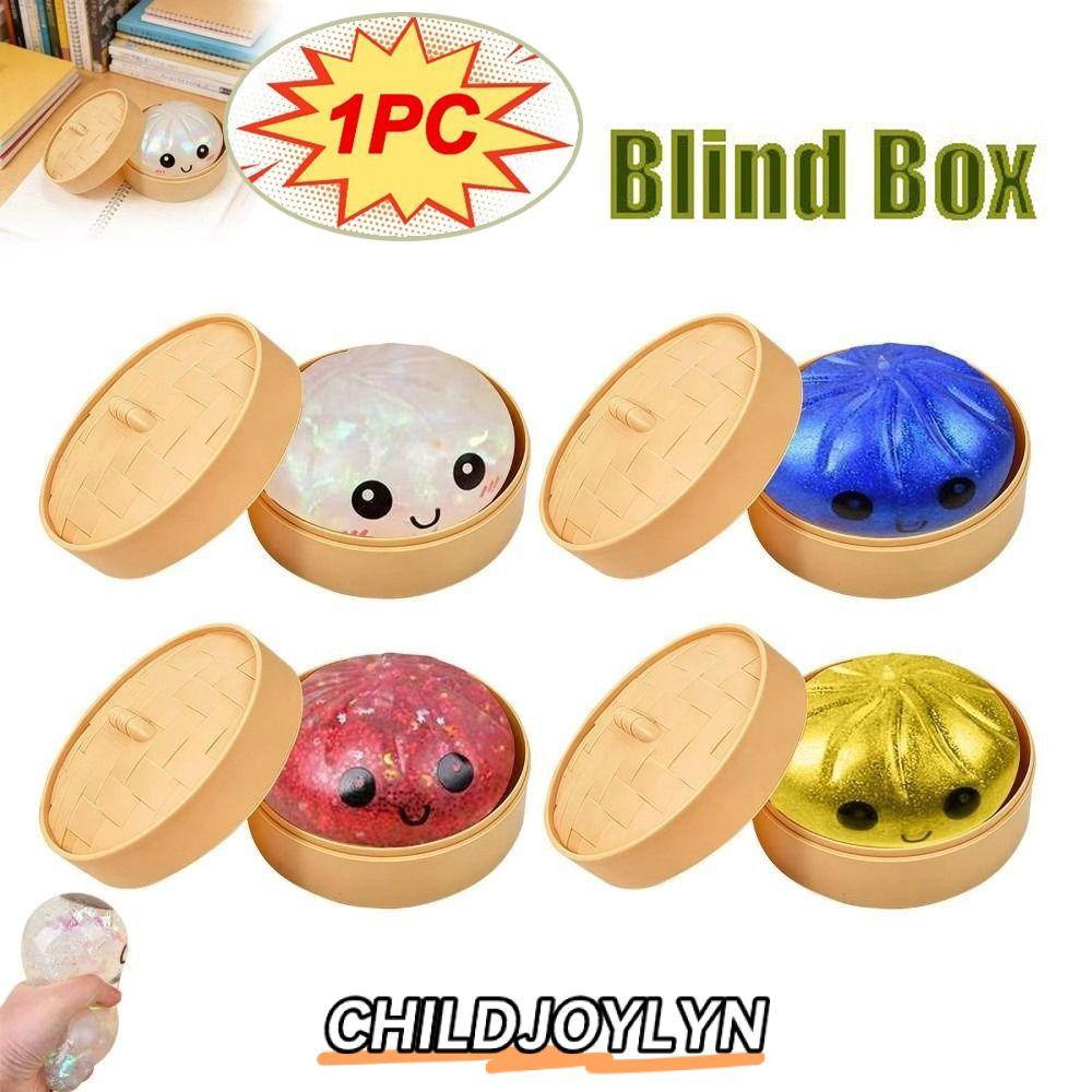 CHILDJOYLYN กล่องเกี๊ยว ของเล่นสกุชชี่, กลิตเตอร์พร้อมหม้อนึ่ง ซาลาเปายัดไส้นึ่ง Squishy Pinch Le, Soft Slow Resilience Fidget ความเครียดบรรเทา Sensory Ball เครื่องมือผ่อนคลาย