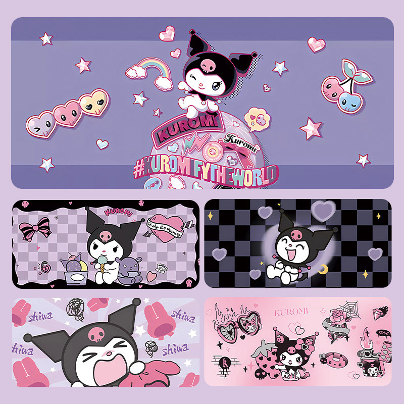 การ์ตูนการ์ตูน Kuromi แผ่นรองเมาส์ขนาดใหญ่โต๊ะคอมพิวเตอร์ Pad เกม Pad Anti-slip Seaming หนา Internet