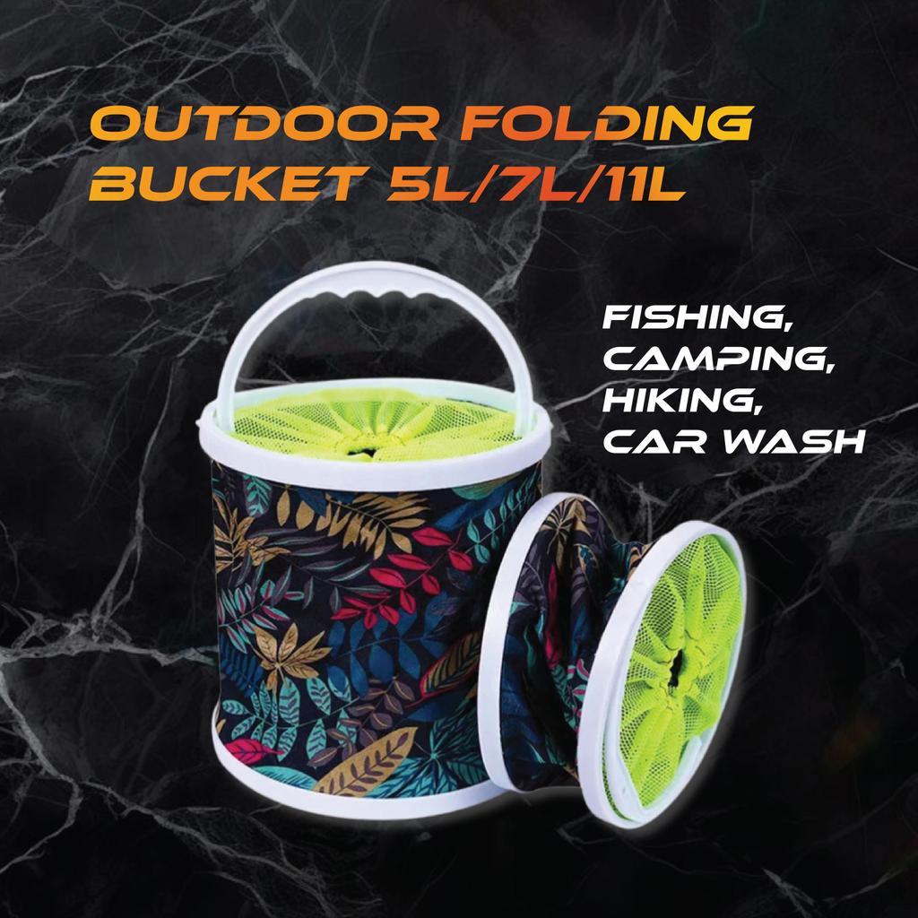 5L/7L/11L ถังน้ําพับได้ตกปลา Pail Baldi Lipat กลางแจ้ง Pancing ล้างรถ Cuci Kereta Outdoor Camping