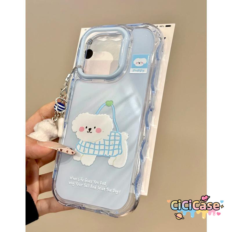 เคสไอโฟน12 สำหรับ IPhon 16 15 17 11 13 12 14 Pro Max 14 16 15 Plus 12 15 14 16 13 Pro โทรศัพท์มือถือสีฟ้าที่มีรูปสุนัขน่