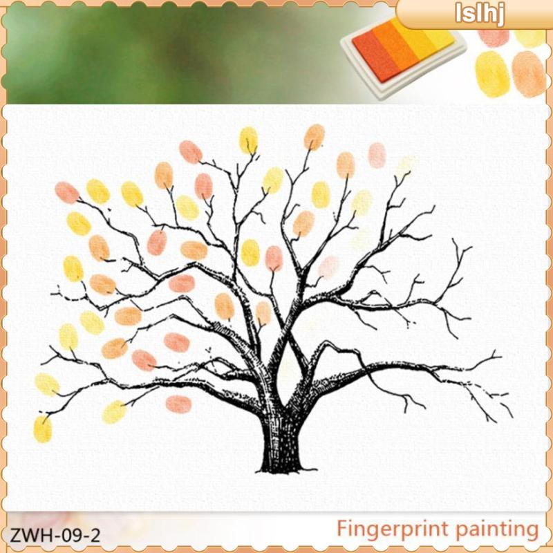 [Lslhj] Wedding Thumbprint Tree Canvas Guest Book Family Tree Picture ภาพวาดผ้าใบสําหรับงานแต่งงานตก