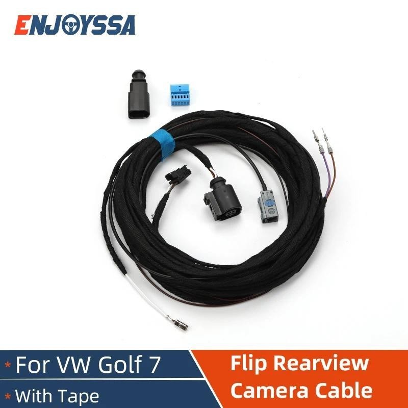 ด้านหลังโลโก้กล้องสําหรับ VW Golf 7 MK7 Passat B8 T-ROC RVC พลิกกลับกล้องเชื่อมต่อสายไฟ Static Track