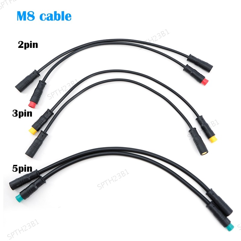 M8 2pin 3pin 5pin ชายหญิง Ebike สายไฟฟ้าจักรยาน Butt Joint Plug กันน้ําสําหรับจอแสดงผล Connector TH23B1
