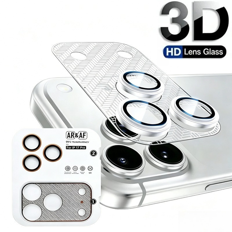 สําหรับ iPhone 17ProMax 17Pro 17PM 3D แหวนโลหะเลนส์กล้องกระจกนิรภัยสําหรับ iPhone 17 Pro Max โทรศัพท์กลับเลนส์กล้องแหวนโลหะ HD Protector