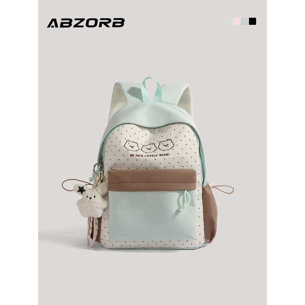 2026 สินค้าใหม่ ABZORB น่ารักพิมพ์ Contrast สีกระเป๋านักเรียนหญิง Junior High School กระเป๋าเป้สะพาย