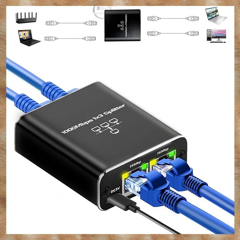 [KYG] Gigabit RJ45 Splitter LAN Extension Adapter ความเร็วสูง 1 ถึง 3, 1000Mbps LAN Splitter RJ45 Sp