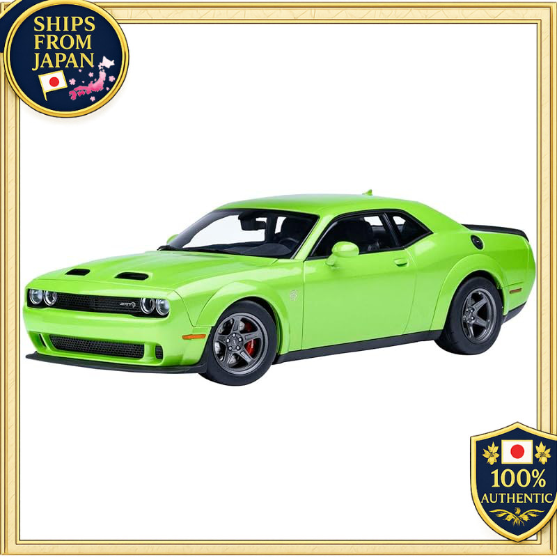 AUTOart 1/18 Dodge Challenger SRT Super Stock 2023 Metallic Lime Green SUBLIME Complete Model 71769