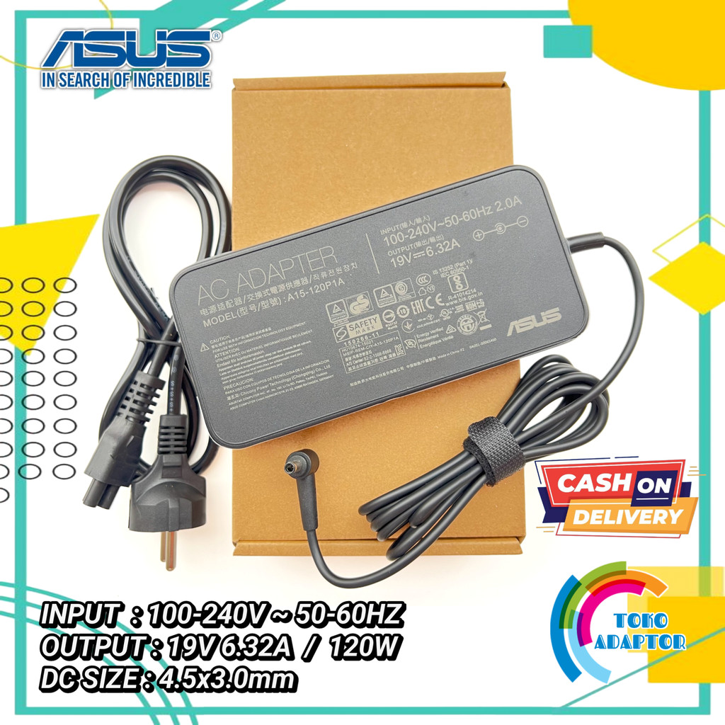 Asus G501 G501J G501VW G501JW G501J F560U F560UD 19V 6.32A DC อะแดปเตอร์ชาร์จแล็ปท็อป: 4.5x 3.0 มม. 