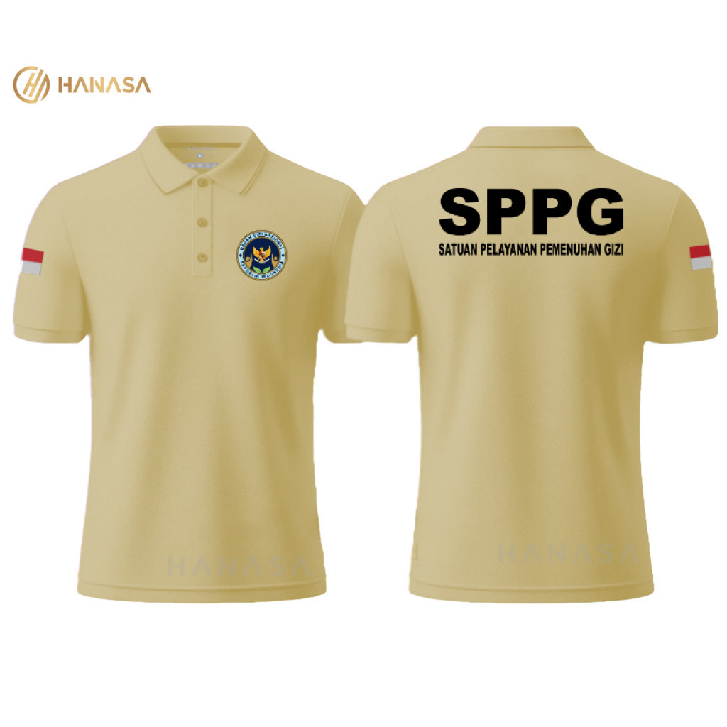HANASA เสื้อโปโล DB SPPG Text สีดํา MBG BGN | เสื้อโปโลผู้ชายและผู้หญิง | เสื้อคอปก
