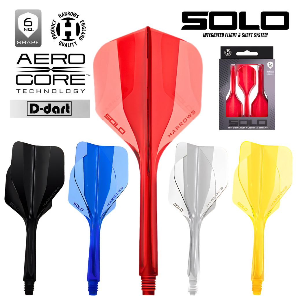HARROWS Darts Flight - SOLO No6 Shape Integrated Flights & Shafts