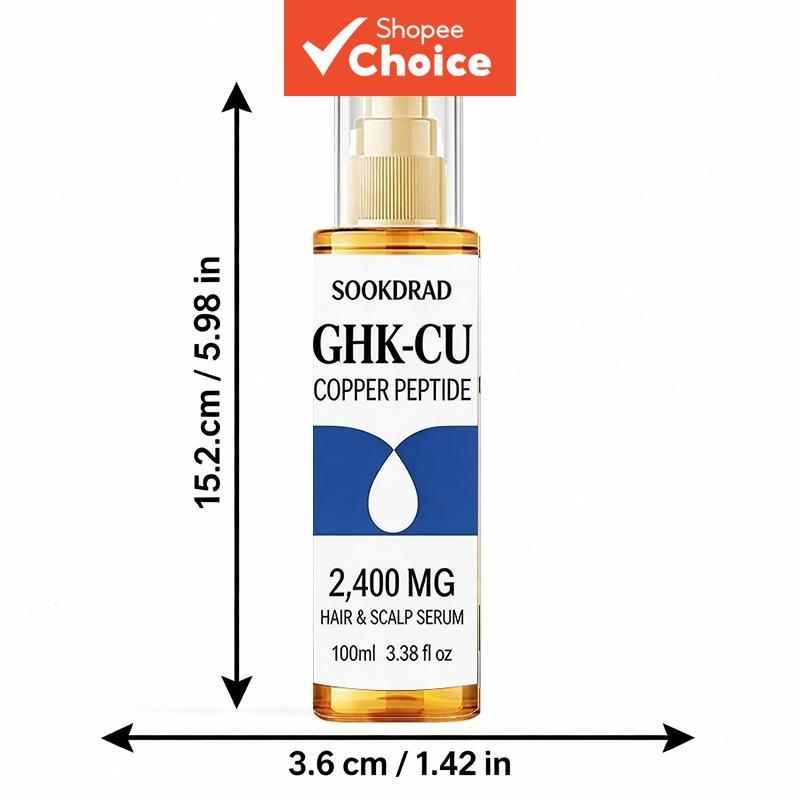 เซรั่มบํารุงผมเปปไทด์ GHK-CU ทองแดง, 2400 มก., สําหรับหนังศีรษะผสม, การดูแลสมดุล, รากมัน ปลายแห้ง, 100มล.
