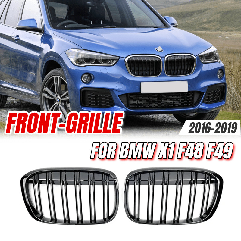 สําหรับ BMW X1 F48 F49 2016-2019 Glossy Black Diamonds สไตล์กันชนหน้ากระจังหน้าไต, OEM Fit, รถภายนอกจัดแต่งทรงผมอะไหล่อัพเกรดและอุปกรณ์เสริม