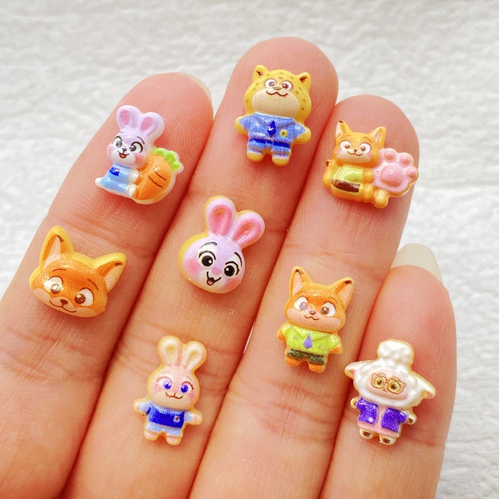 50ชิ้นเรซิ่นน่ารักมินิสีการ์ตูนกระต่าย/ลูกสุนัข/เสือแบนกลับ พลอยเทียม ทําเอง งานแต่งงานสมุดภาพตกแต่งคริสต์มาสงานฝีมือ