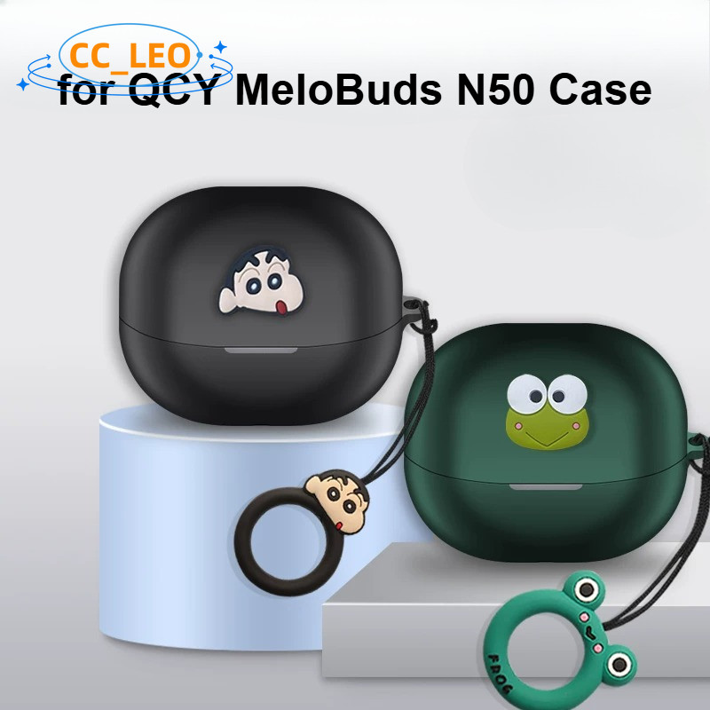 for QCY MeloBuds N50 Case Cute Ring Lanyard Cartoon Puppy Silicone Soft Case Suitable for QCY MeloBu
