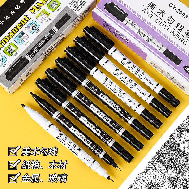 Art Liner Double-Ended Marker ปากกาวาดปากกาแนะนํา CD ปากกา Oily Marker ขายร้อน