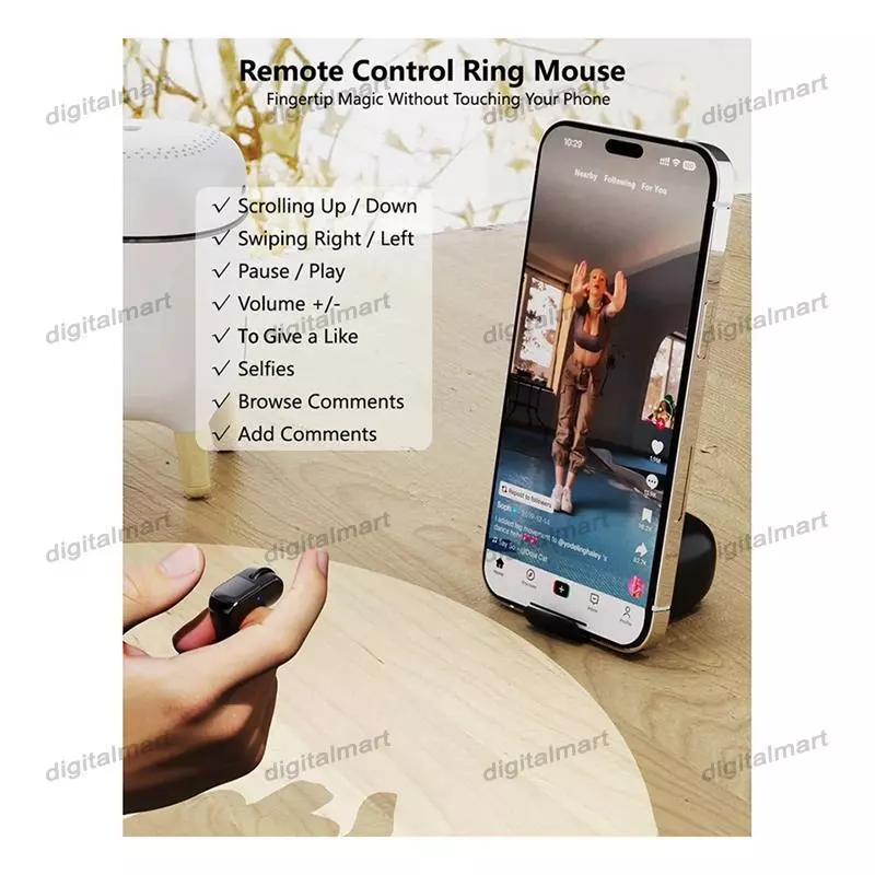 แหวนเมาส์บลูทูธ 2 โหมด พร้อมทัชแพดสำหรับโทรศัพท์ แท็บเล็ต และพีซี thumbnail 3