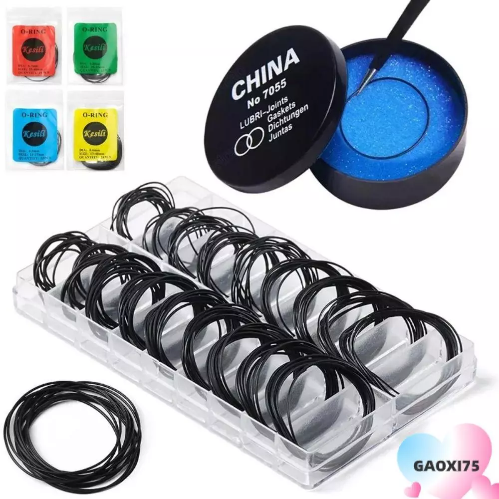 Gaoxi75 200 ชิ้น/เซ็ตนาฬิกากลับยาง,ซ่อมเครื่องมือ Boxed ยาง O-Ring, ทนทานสําหรับช่างซ่อมนาฬิกาความหนา 0.5 มม./0.6 มม.ปะเก็นโอริงกันน้ํา