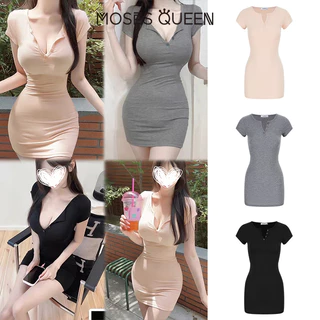 < MOSESQUEEN > โมเสส ราชินี ชุดเดรสสไตล์เร้าอารมณ์เซ็กซี่และบริสุทธิ์สําหรับผู้หญิงในฤดูร้อนทรงเข้ารูปเอวต่ําพร้อมสะโพกรวบรวมและความยาวสั #63623