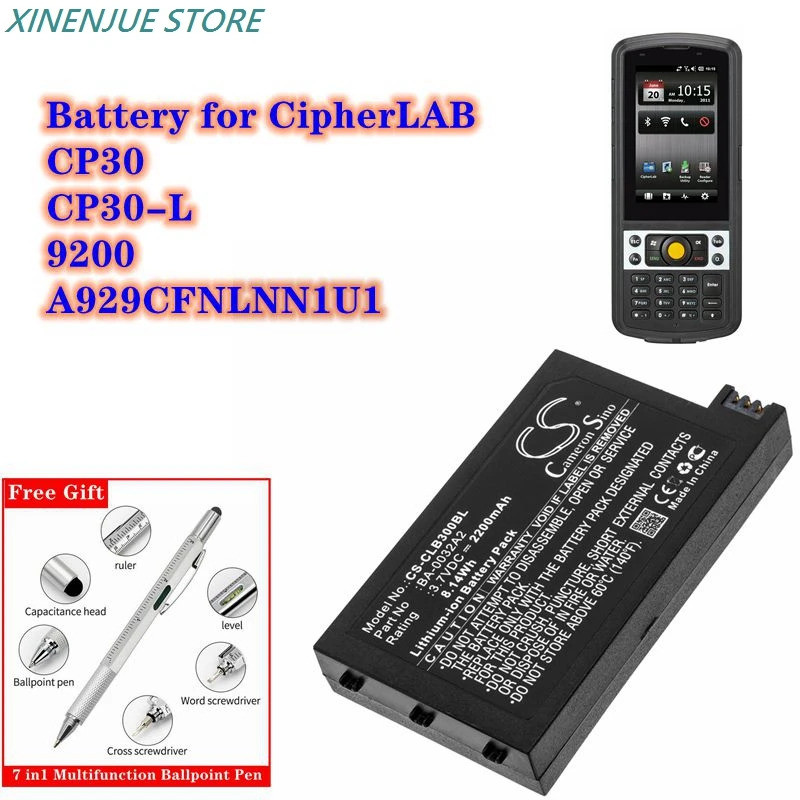แบตเตอรี่เครื่องสแกนบาร์โค้ด 3.7V/2200mAh BA-0032A2 สําหรับ CipherLAB CP30, CP30-L, 9200, A929CFNLNN