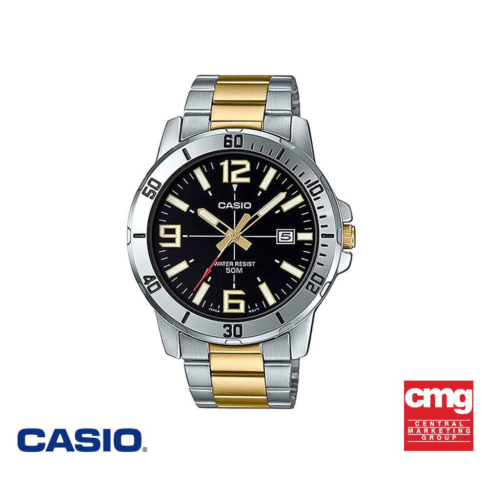CASIO นาฬิกาข้อมือ CASIO รุ่น MTP-VD01SG-1BVUDF วัสดุสเตนเลสสตีล สีดำ