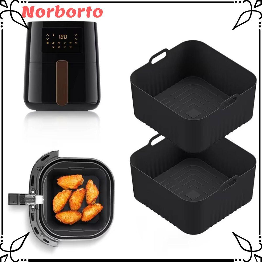 NORBORTO Air Fryer Mould, 17 ซม.4-5L Air Fryer ซิลิโคน Liners,ถาดอบReusable Square Air Fryer ถาด HD9