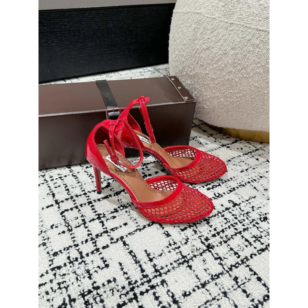 2025.2.15-9cm Heel Niche Brand Alaia Alaia Fishnet รองเท้าส้นสูง