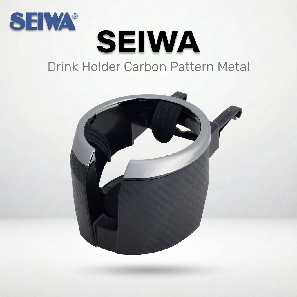 SEIWA Car Interior Accessories Drink Holder Carbon Pattern Metal Black W859