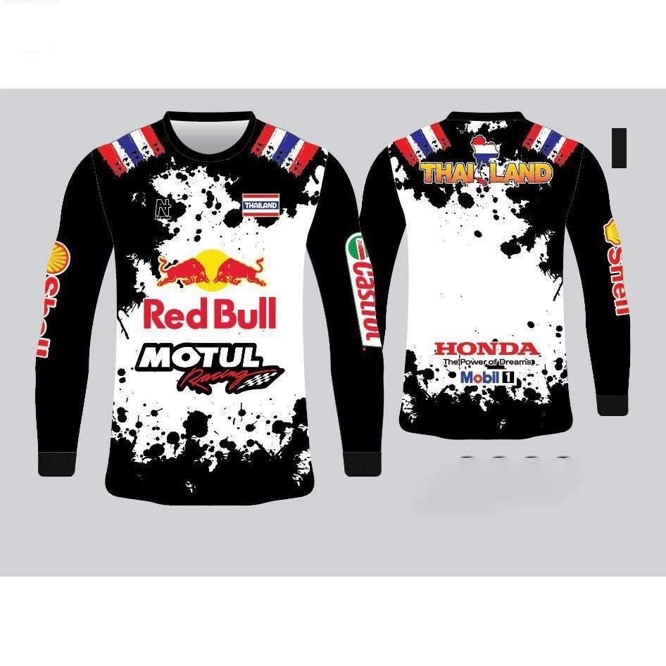 เสื้อยืดแขนยาวพิมพ์ลาย jersey baju thailand viral redbull motul rider baju motor สําหรับการปั่นจักรย