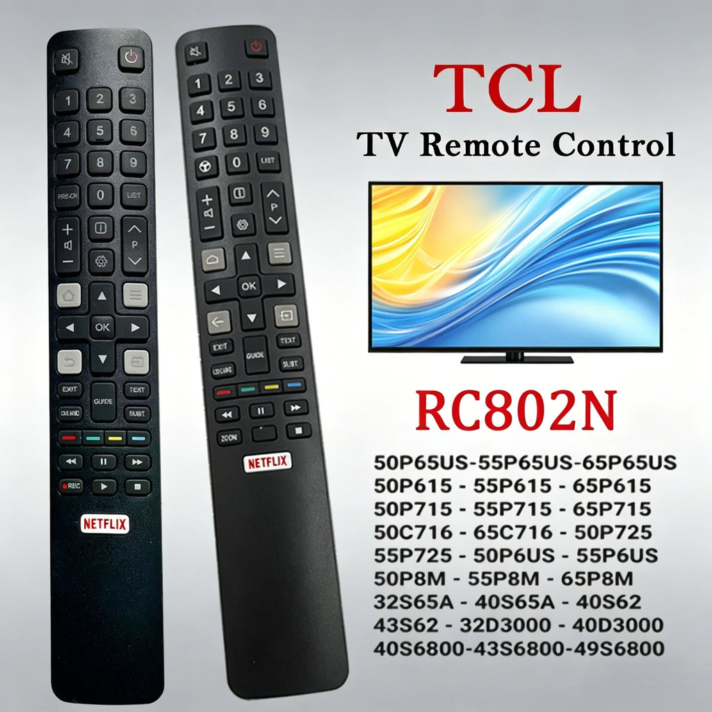 NiLANK Remote ระยะไกลสำหรับ TCL LCD TV รีโมทคอนโทรล RC802N YAI1 RC802N YAI4 49C2US 65C2US 75C2US