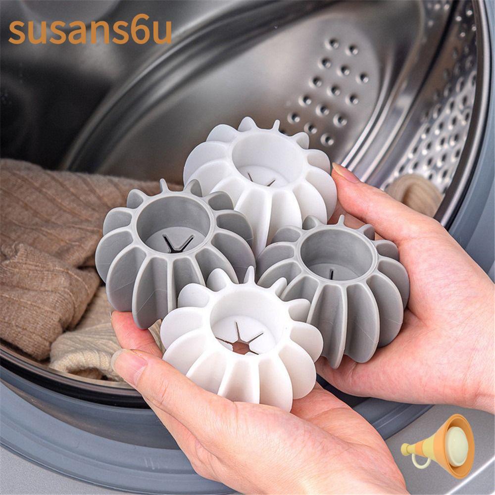 ลูกซักผ้าซิลิโคน Susan ใช้ซ้ำได้ ป้องกันเส้นใยพันกัน ดักขนสัตว์เลี้ยง เครื่องมือทำความสะอาดเสื้อผ้า ใช้กับเครื่องซักผ้าได้