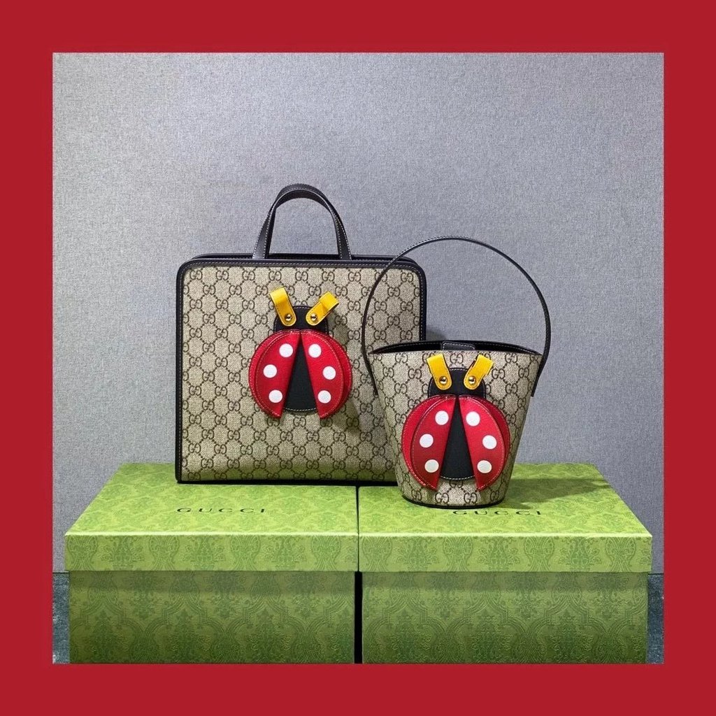 CUCCI กระเป๋าหญิง 21 สไตล์ใหม่ gg tote กระเป๋าเด็กสามมิติ Ladybug ตกแต่งเรียวกระเป๋าถือ Tote Bag กระ