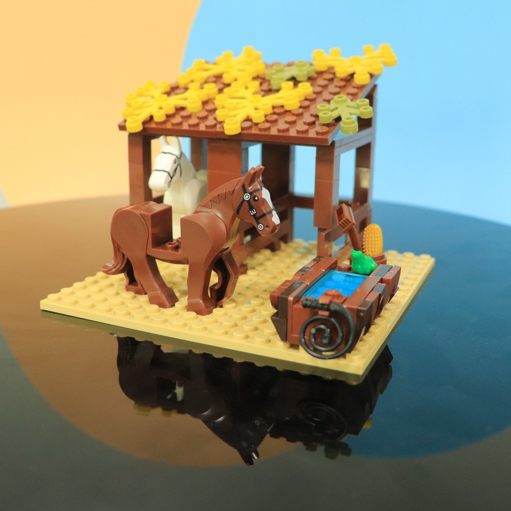 MOC City Medieval Stables Blocks ใช้งานร่วมกับ "Lego" Creator DIY ของเล่นสําหรับของขวัญเด็กชายและเด็