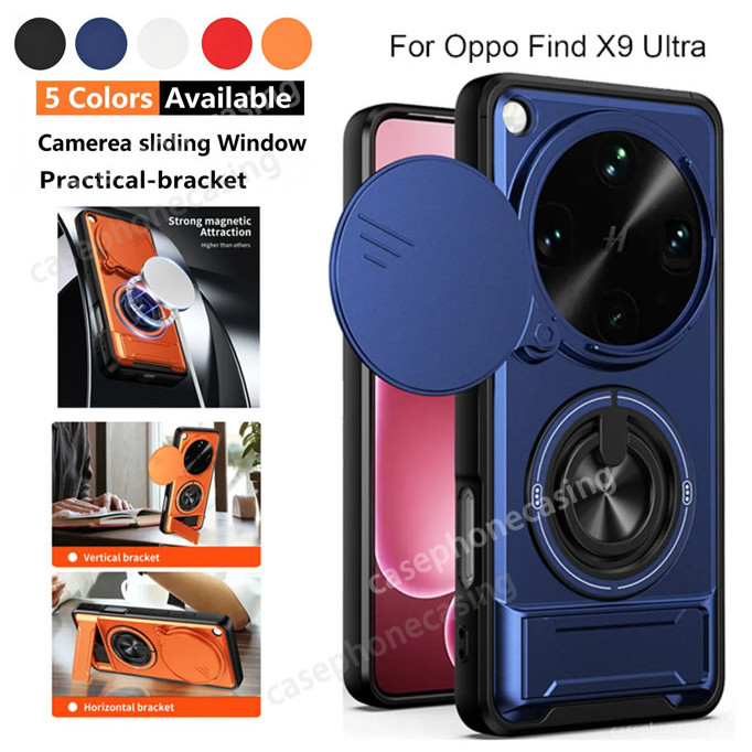 OPPO ค้นหา X9Ultra เคสโทรศัพท์สําหรับ OPPO ค้นหา X8 X9 Pro Ultra X8Pro 5G 2026 เคสโทรศัพท์ป้องกันเลนส์ผู้ถือแม่เหล็กขาตั้ง Kickstand Armor กันกระแทก TPU พลาสติกแข็งปกหลัง