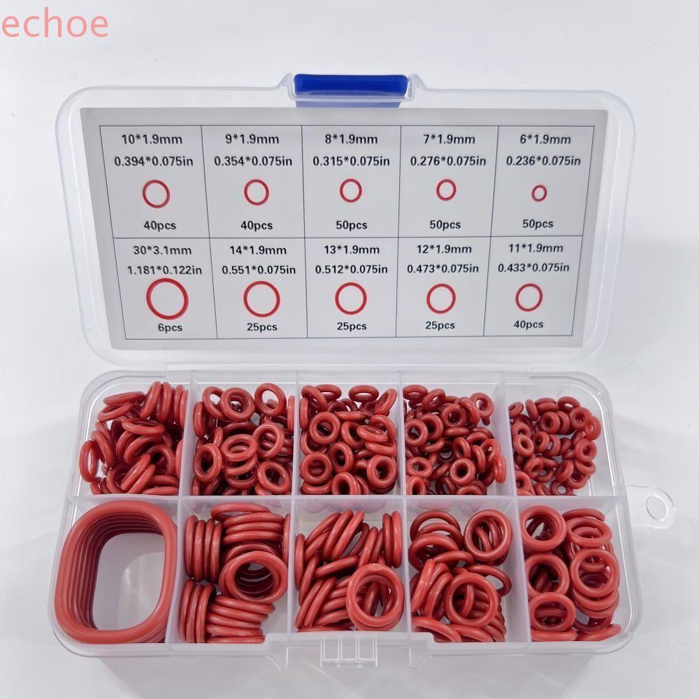 ECHOEDGE ชุดโอริงซิลิโคน, ชุดซีลโอริงทนอุณหภูมิสูงทนความร้อน, 351 ชิ้นขนาดที่แตกต่างกันทนน้ํามันวงกลมยาง O-Ring Combo Pack Pipelines