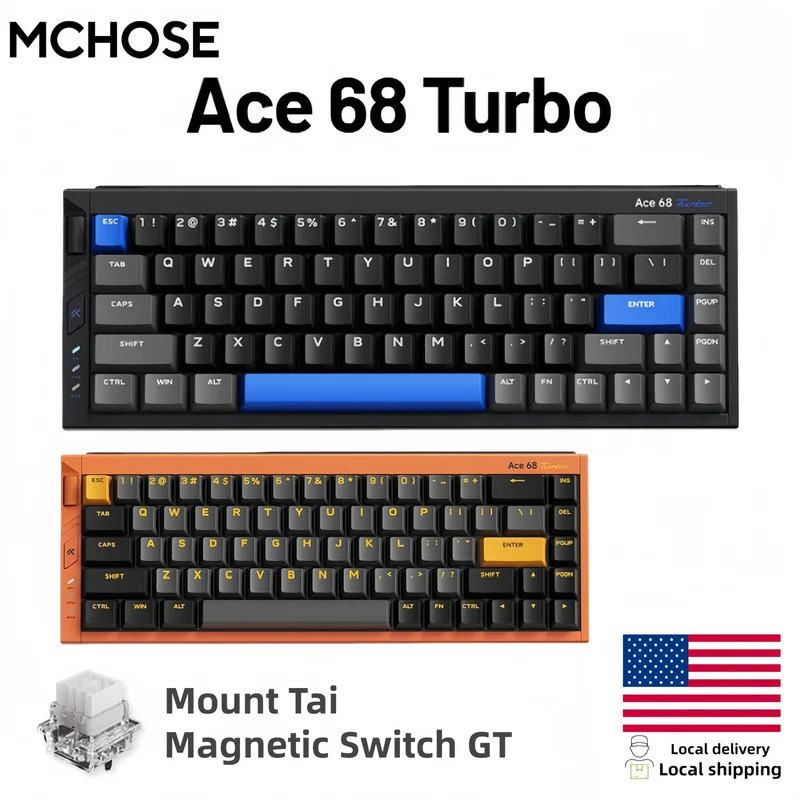 MCHOSE Ace68 Turbo 16k คีย์บอร์ดแม่เหล็กแบบมีสายอลูมิเนียม 0.001 มม.E-Sports Ergonomics Low Delay Ga