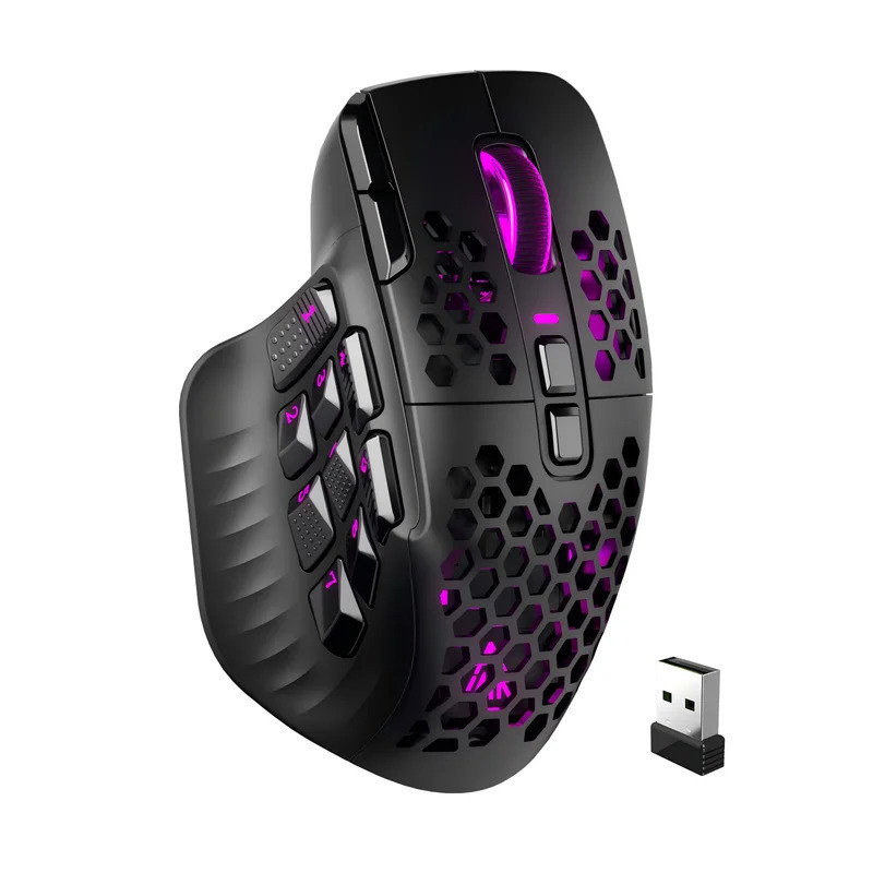 SOLAKAKA SM809 Pro Wireless MMO Gaming Mouse PAW3311 16 ปุ่มด้านข้าง 24000 DPI RGB Honeycomb โปรแกรม
