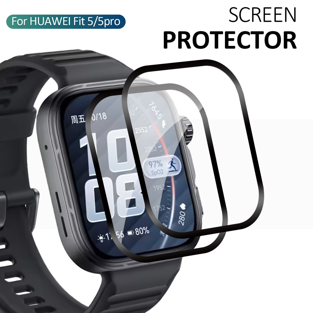 สําหรับHUAWEI Watch Fit 5 Fit 5 Proป้องกันหน้าจอPMMAผ้าไหมพิมพ์เต็มรูปแบบฟิล์มป้องกันนุ่ม3Dขอบโค้งGuard