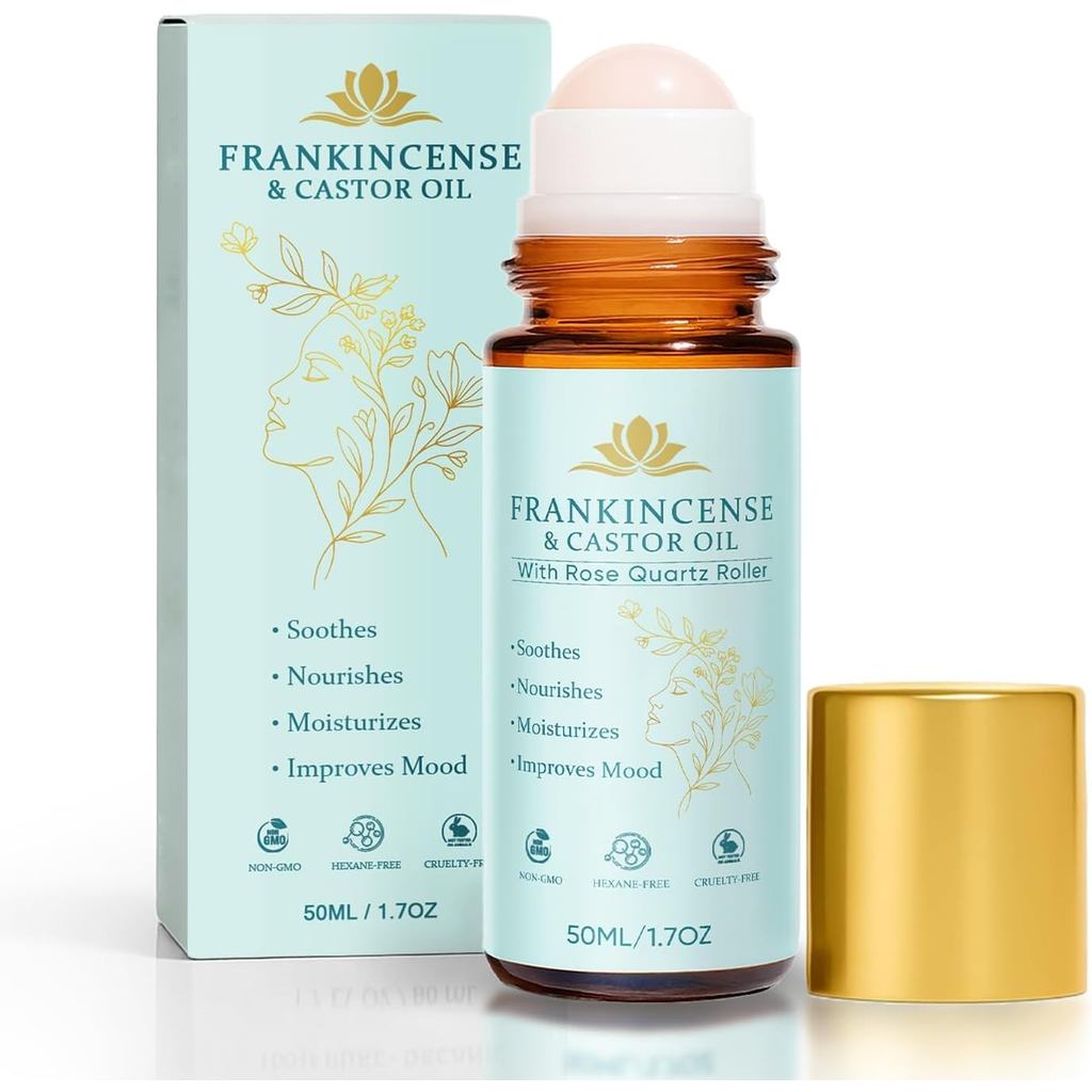 กํายานและCastorOilRoseQuartzRoller,CastorOilRollOn,Organic Cold-Press,ReleaseFineLines,เหมาะสําหรับใ