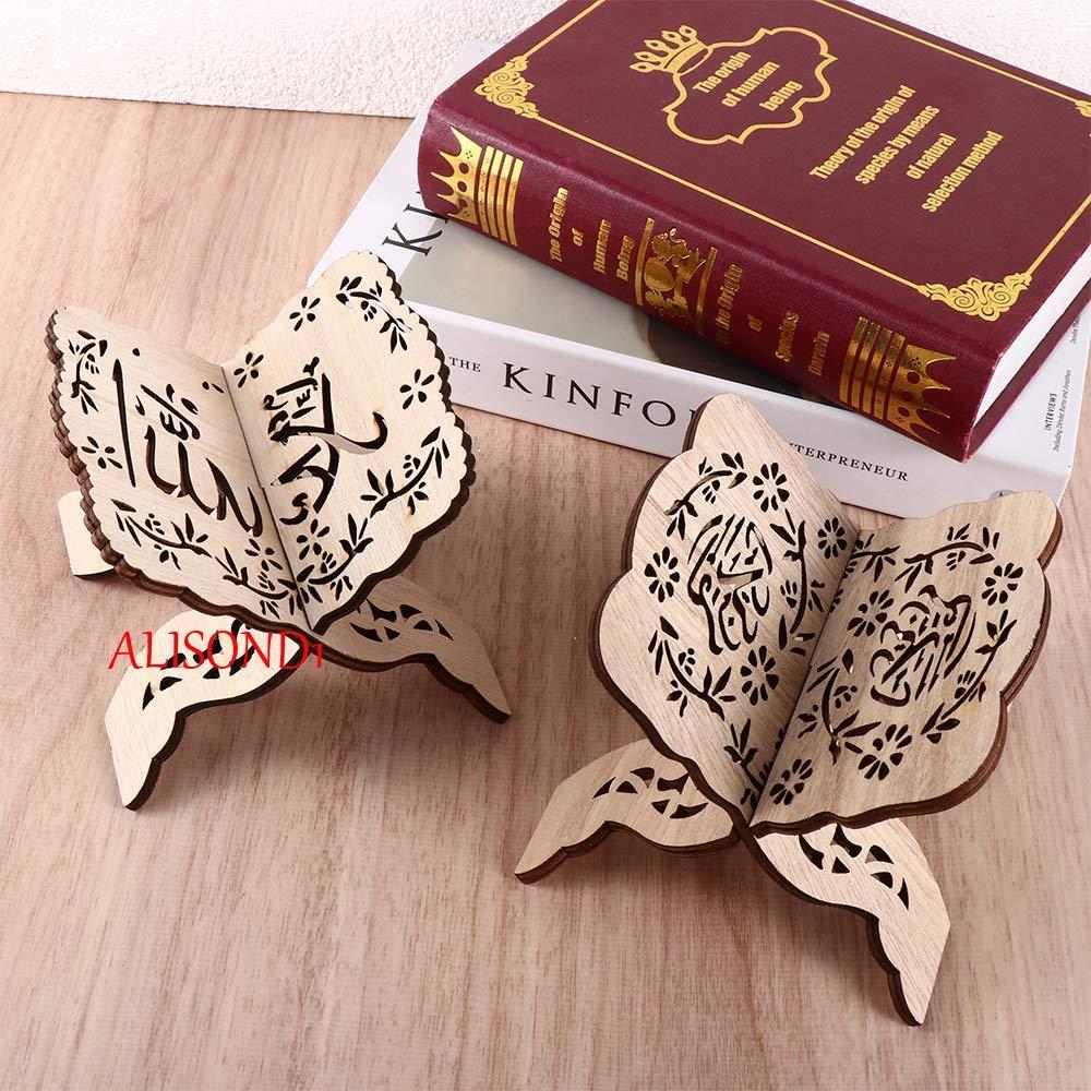 ALISOND1 ที่วางหนังสือ Quran Ramadan Bible แกะสลัก 1 ชิ้นขาตั้งจอแสดงผล
