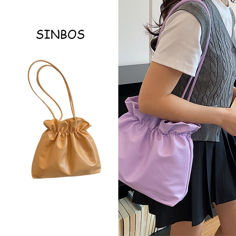 SINBOS กระเป๋าสะพายแบบจีบสไตล์แฟชั่นฝรั่งเศส สำหรับผู้หญิง มีความจุมากและใช้งานได้หลากหลาย