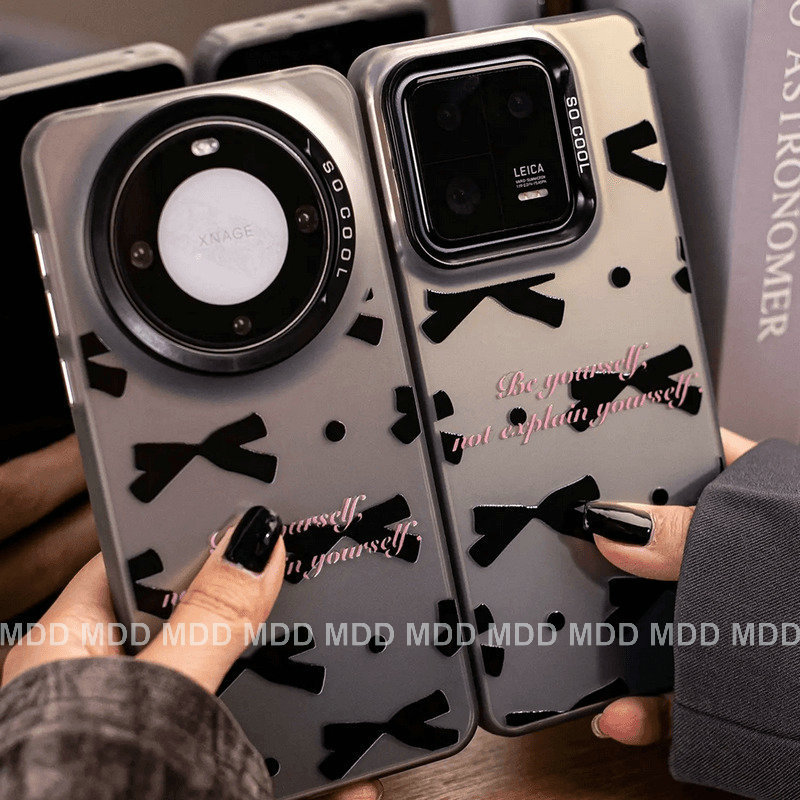 ภาษาอังกฤษ สีดำจุดโบว์เคส For Redmi Note 14 13 13R Pro 4G 12 10 9 8 13Pro 12Pro 11Pro 10Pro 10C 10S 