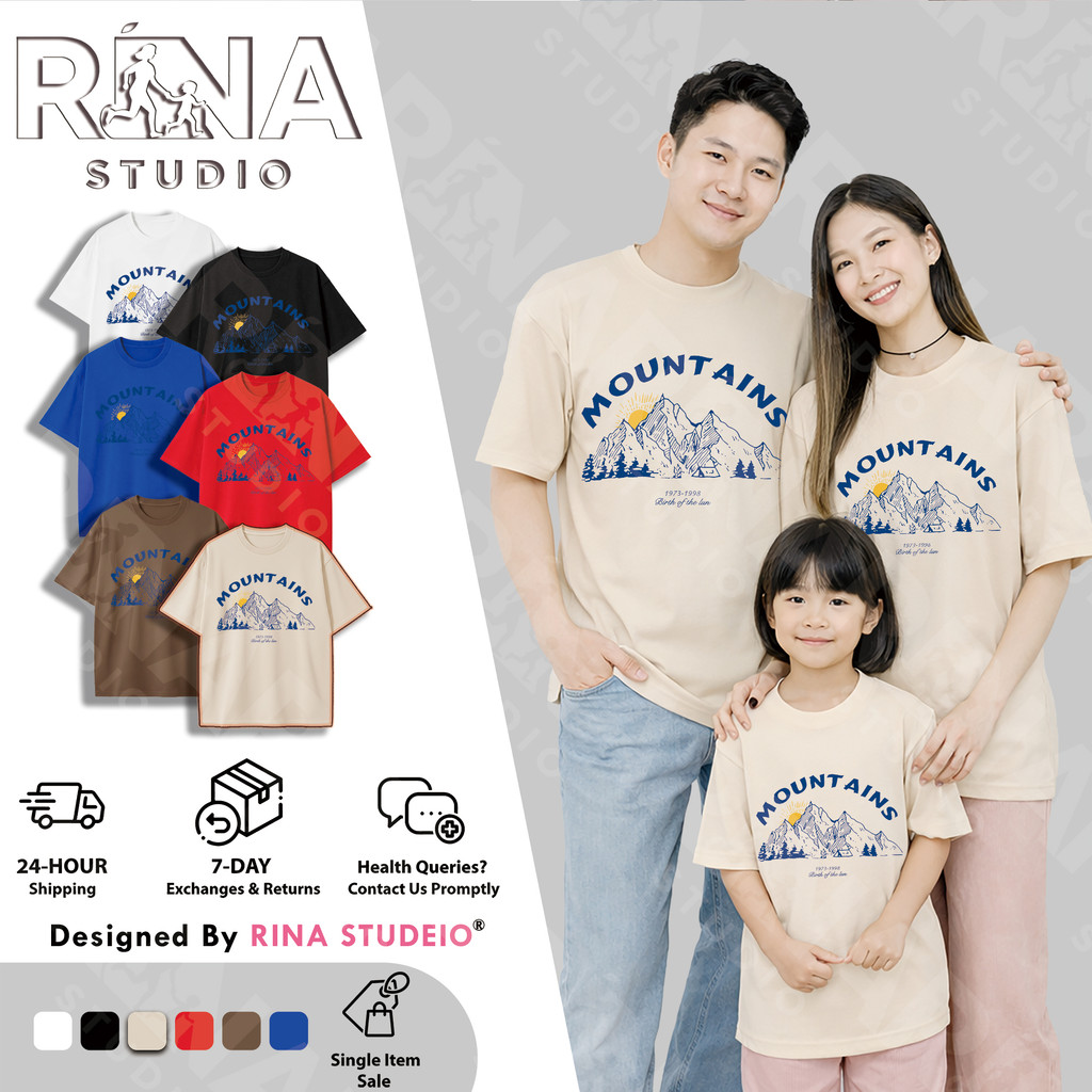พร้อมส่ง&COD RINASTUDIO เสื้อครอบครัวลายภูเขาและป่า สไตล์วินเทจผจญภัย ใส่สบายเหมาะทุกวัย เหมาะฤดูร้อน A425#5