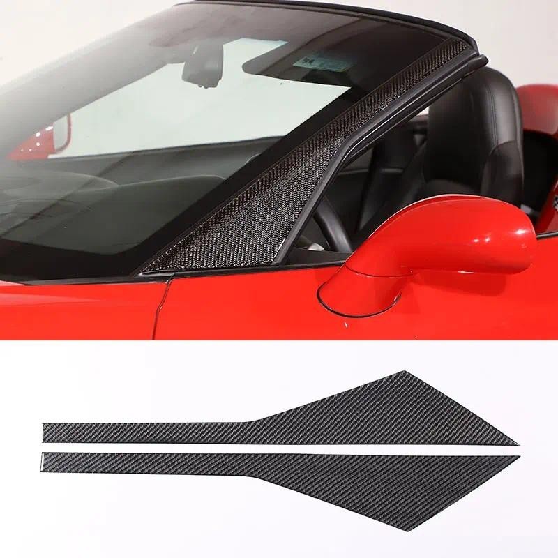 สําหรับ Chevrolet Corvette C6 Z06 ZR1 2004-2013 รถ A-เสาแผงสติกเกอร์ตกแต่งคาร์บอนไฟเบอร์นุ่มอุปกรณ์เ